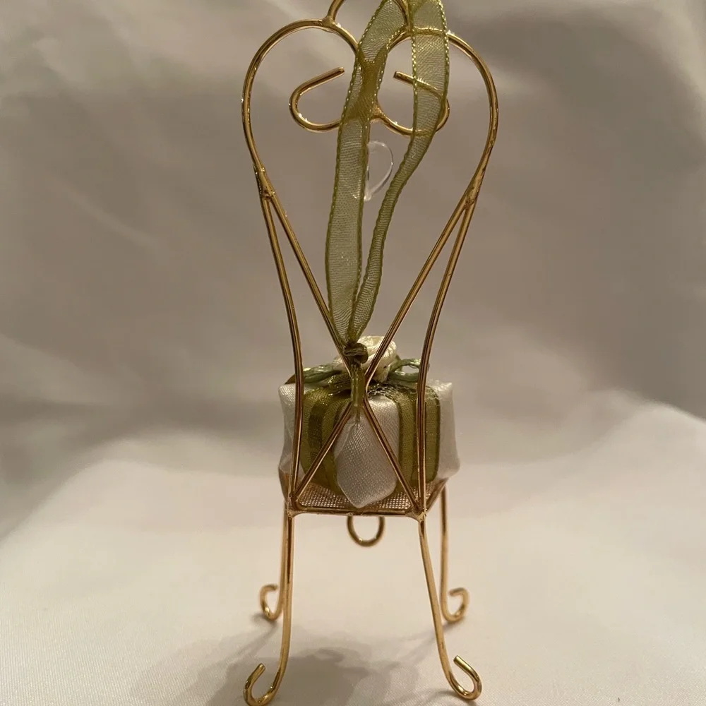 Hallmark Gold Chair Ornament with Silver and Green Details